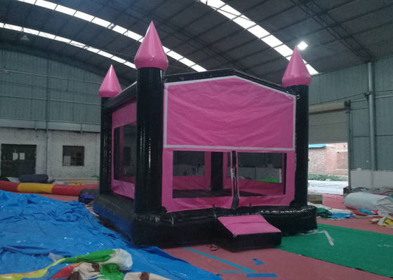 Pink And Black Castle Inflatable Bounce House Easy Deformation SGS Approved